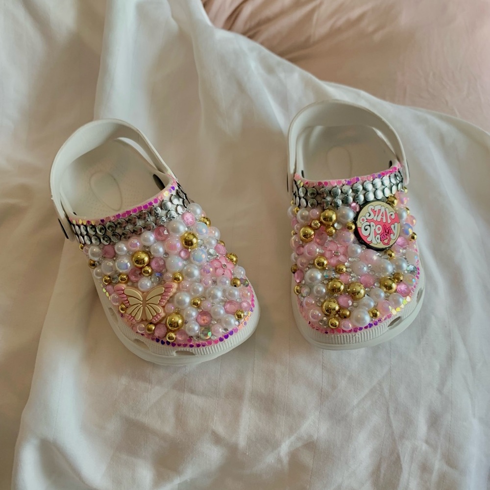 Stylish Kids Shoes with Beads and Pearls
